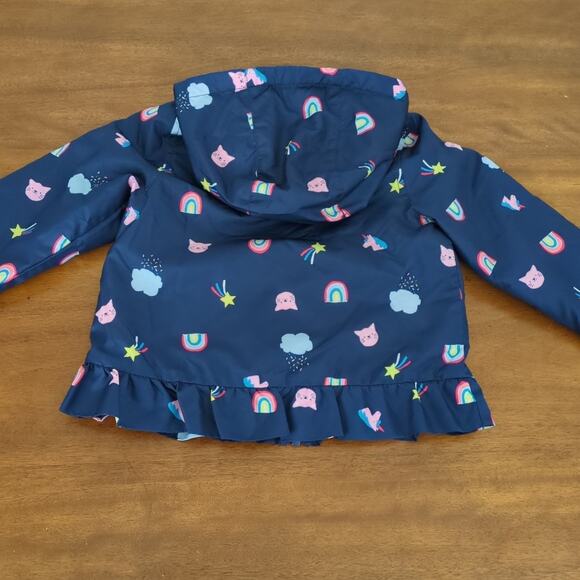 Carter's Girls Navy Blue & Rainbow, Cat, Unicorn Hooded Fleece Lined jacket 3T - Picture 6 of 8